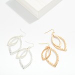 Wholesale nesting Hammered Metal Navette Drop Earrings L