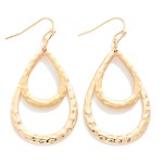 Wholesale nesting Hammered Metal Teardrops Post Drop Earrings L