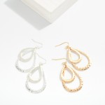 Wholesale nesting Hammered Metal Teardrops Post Drop Earrings L