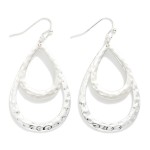 Wholesale nesting Hammered Metal Teardrops Post Drop Earrings L