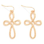 Wholesale metal Textured Infinity Cross Drop Earring L