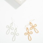 Wholesale metal Textured Infinity Cross Drop Earring L