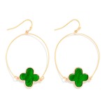 Wholesale metal Hoop Drop Earrings Acetate Clover Station L