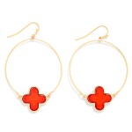 Wholesale metal Hoop Drop Earrings Acetate Clover Station L