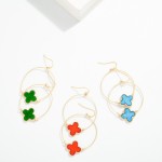 Wholesale metal Hoop Drop Earrings Acetate Clover Station L