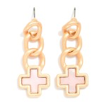 Wholesale chain Link Pearlescent Plus Cross Post Drop Earrings L