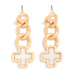 Wholesale chain Link Pearlescent Plus Cross Post Drop Earrings L