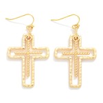 Wholesale nesting Textured Metal Crosses Drop Earrings L