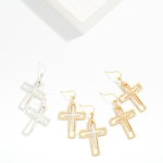 Wholesale nesting Textured Metal Crosses Drop Earrings L