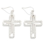Wholesale nesting Textured Metal Crosses Drop Earrings L
