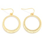 Wholesale textured Metal Hoop Drop Earring L