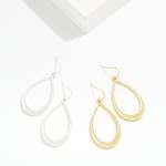 Wholesale textured Metal Tapered Teardrop Drop Earrings L
