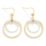 Wholesale ribbed Hammered Metal Nesting Hoops Drop Earrings L