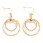 Wholesale ribbed Hammered Metal Nesting Hoops Drop Earrings L