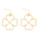 Wholesale studded Metal Hearts Clover Drop Earrings L