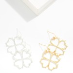 Wholesale studded Metal Hearts Clover Drop Earrings L