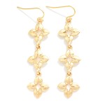 Wholesale linked Brushed Metal Clover Drop Earrings L
