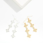 Wholesale linked Brushed Metal Clover Drop Earrings L
