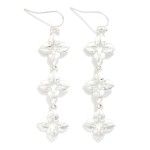 Wholesale linked Brushed Metal Clover Drop Earrings L