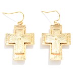Wholesale layered Brushed Metal Cross Drop Earrings L