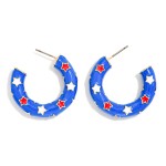 Wholesale enamel Americana Hoop Drop Earrings Stars D