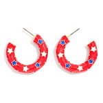 Wholesale enamel Americana Hoop Drop Earrings Stars D
