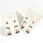 Wholesale set Three Americana Stud Earrings L L