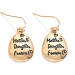 Wholesale metal Oval Mother Daughter Forever Engraved Drop Earring L
