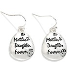 Wholesale metal Oval Mother Daughter Forever Engraved Drop Earring L