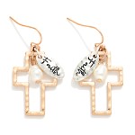 Wholesale metal Hollow Cross Drop Earrings Pearl Faith Charm Details L