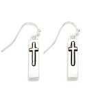 Wholesale long Metal Rectangular Drop Earrings Cross Detail L