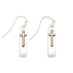 Wholesale long Metal Rectangular Drop Earrings Cross Detail L