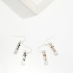 Wholesale long Metal Rectangular Drop Earrings Cross Detail L