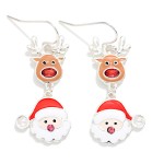 Wholesale linked Enamel Reindeer Santa Claus Drop Earrings L