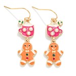 Wholesale linked Enamel Hot Coco Gingerbread Man Drop Earrings L