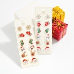 Wholesale set Six Enamel Rhinestone Christmas Stud Earrings L