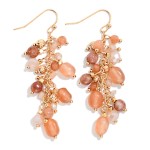 Wholesale linked Metal Acetate Stone Bead Drop Earrings L