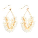 Wholesale metal Teardrop Drop Earrings Pearl Flower Cluster L
