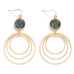 Wholesale glass Crystal Circle Nesting Textured Metal Hoops Drop Earrings L