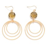 Wholesale glass Crystal Circle Nesting Textured Metal Hoops Drop Earrings L