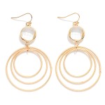 Wholesale glass Crystal Circle Nesting Textured Metal Hoops Drop Earrings L