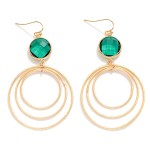 Wholesale glass Crystal Circle Nesting Textured Metal Hoops Drop Earrings L