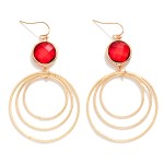 Wholesale glass Crystal Circle Nesting Textured Metal Hoops Drop Earrings L