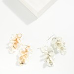 Wholesale linked Metal Pearl Leaves Drop Earrings L