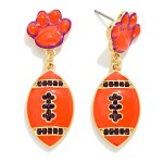 Wholesale enamel Paw Print Football Post Drop Earrings Rhinestone Details L