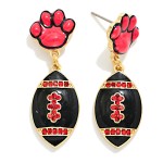 Wholesale enamel Paw Print Football Post Drop Earrings Rhinestone Details L