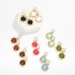 Wholesale faceted Acetate Pearl Post Drop Earrings Pearl Studded Details Gold Di