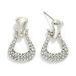 Wholesale metal Pave Rhinestone Horsebit Post Drop Earrings Gold Dipped L
