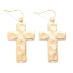 Wholesale hammered Metal Cross Drop Earrings L