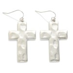 Wholesale hammered Metal Cross Drop Earrings L